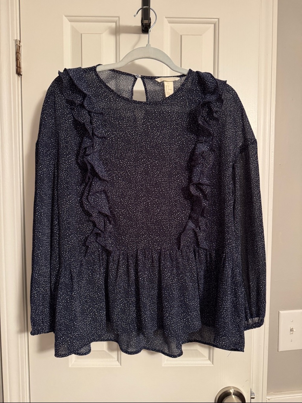 H&M Navy Blue Ruffle Peplum Blouse (12)
